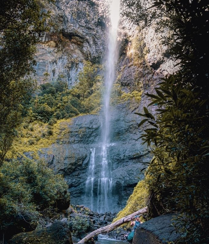 A picture of Fautaua Waterfall in Fautaua Valley. Hiking to this waterfall is one of the most popular things to do in Tahiti.