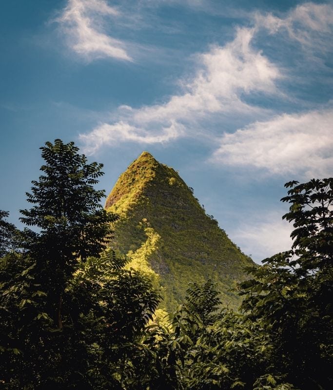 A picture of one of the soaring mountains visible from Fautaua Valley.