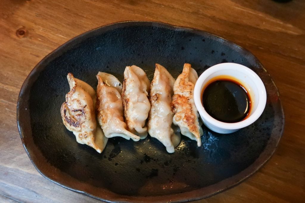 A picture of the gyoza dumplings that Kinka Izakaya serves. This is one of my favorite places to eat at in Montreal, Canada