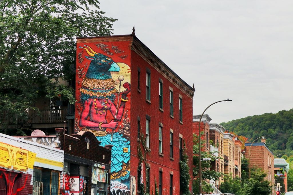 A picture of one of the murals that can be seen around Saint Laurent Blvd and Saint Catherine Street