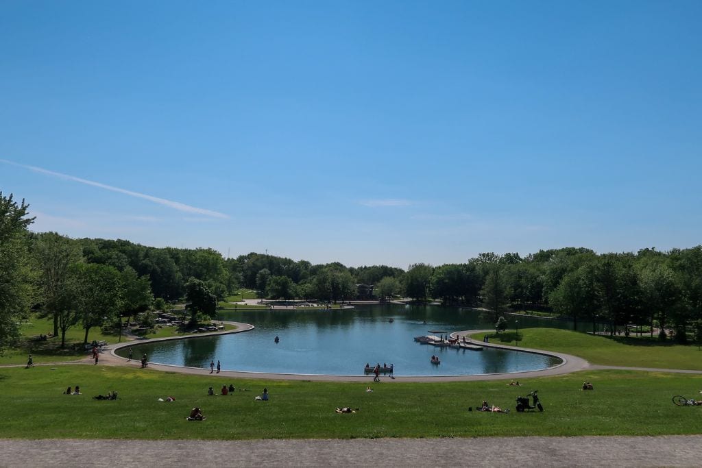 A picture of Mont Royal and its lake. If you want to see panoramic views of Montreal, Canada and maybe even some mountains in the US, this is the place to visit!