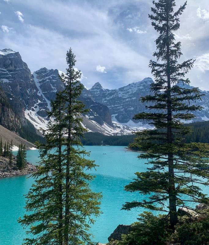 A picture of Moraine Lake from one of the viewing points on Rockpile. Stopping by Moraine Lake is the seventh stop in our travel guide to Banff.