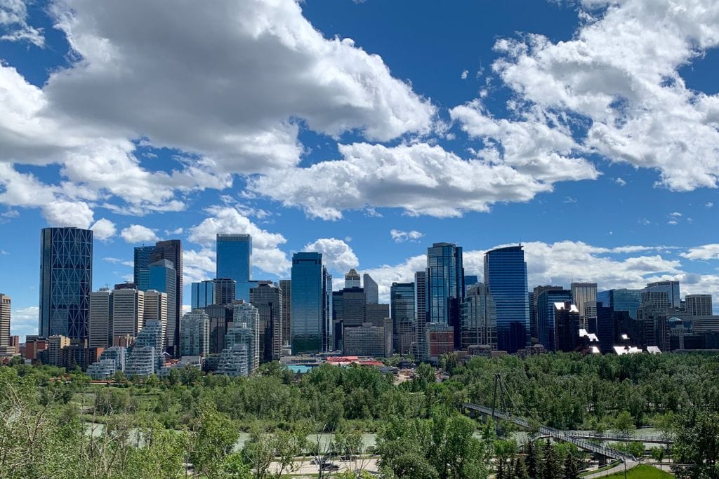 A picture of the view from Crescent Heights Lookout Point. This was my favorite view of the Calgary's downtown skyline.