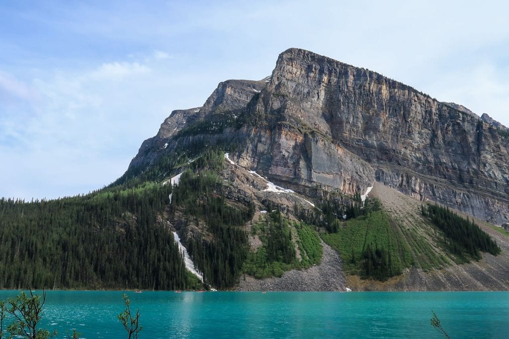 A picture of one of the mountains that can be seen from Lake Louise.