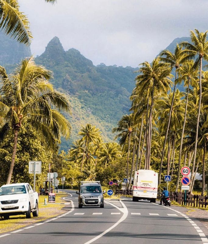 A picture of the road from our rental car. Get a rental car in Tahiti so you can save money and don't have to rely on expensive taxis.
