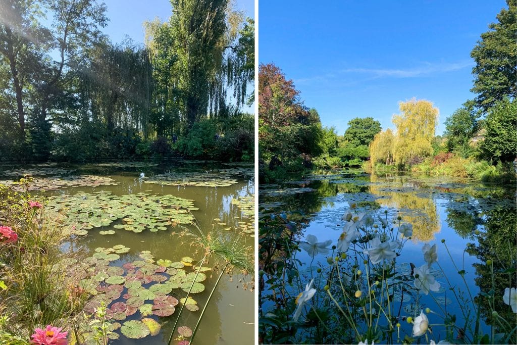 Two pictures of the lily pond at Monet's home estate. One of the best reasons why Paris is worth visiting is because of its perfect location for day trips.