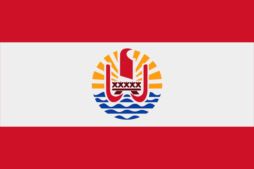 A picture of the French Polynesian flag. Fun fact about the flag is that there are 5 asterisks which represent the 5 islands groups in Tahiti.  