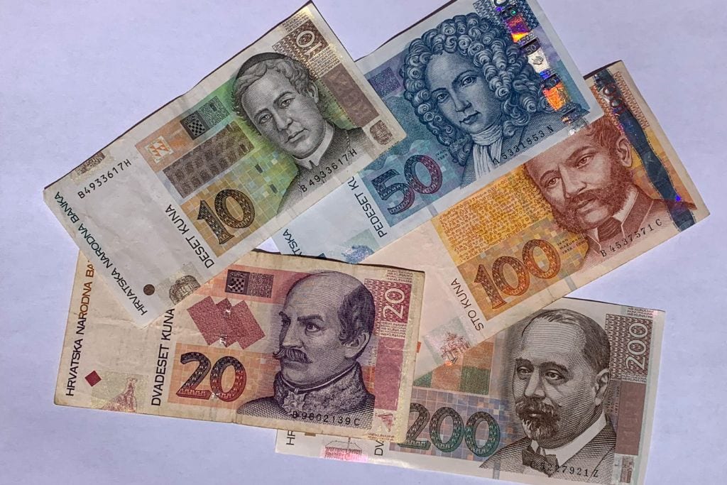 A picture of various denominations of the Croatian Kuna. An interesting fact about Croatia is that the kuna is slowly being replaced by the Euro.