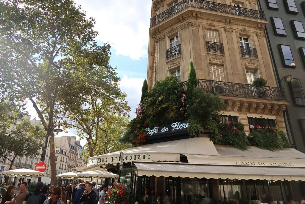 A picture of the well-known Cafe de Flore, in which many famous writers came to find inspiration for their arts. 