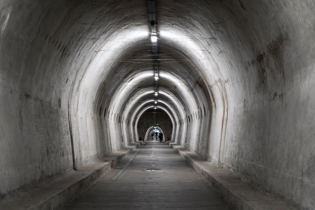 A picture of Gric tunnel. A unique and interesting fact about Zagreb Croatia is that they have a tunnel network not far from Upper Town that used to function as a bomb shelter.