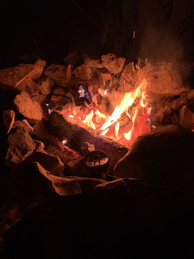 A picture of the campfire we made while camping at Red Rock Canyon Campground.