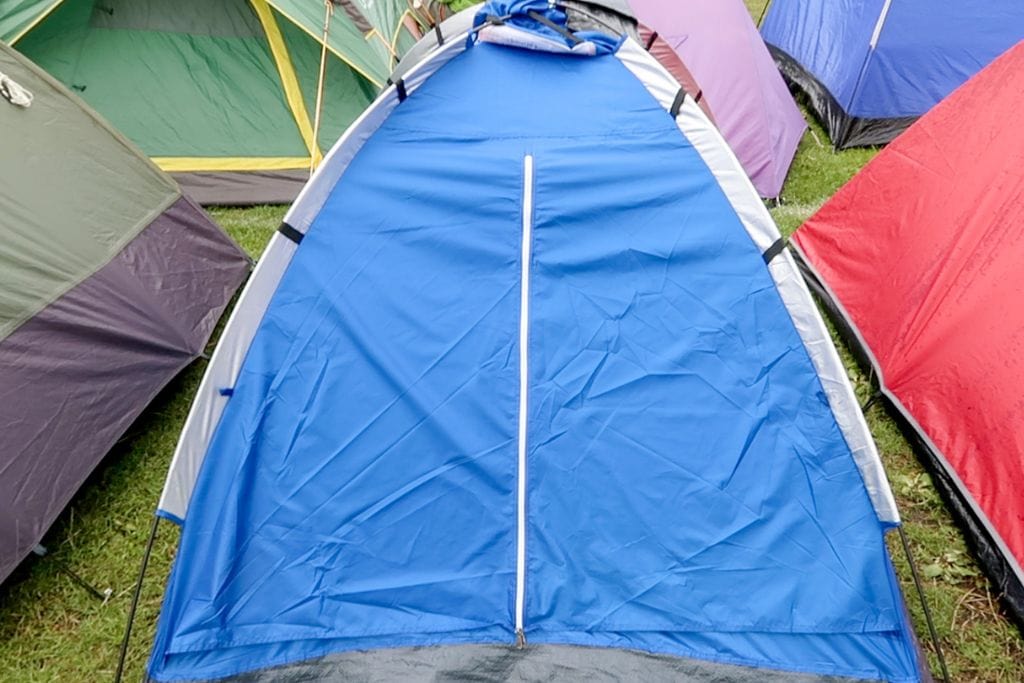 A picture of my humble blue pop-up tent that I used to survive the queue at Wimbledon.
