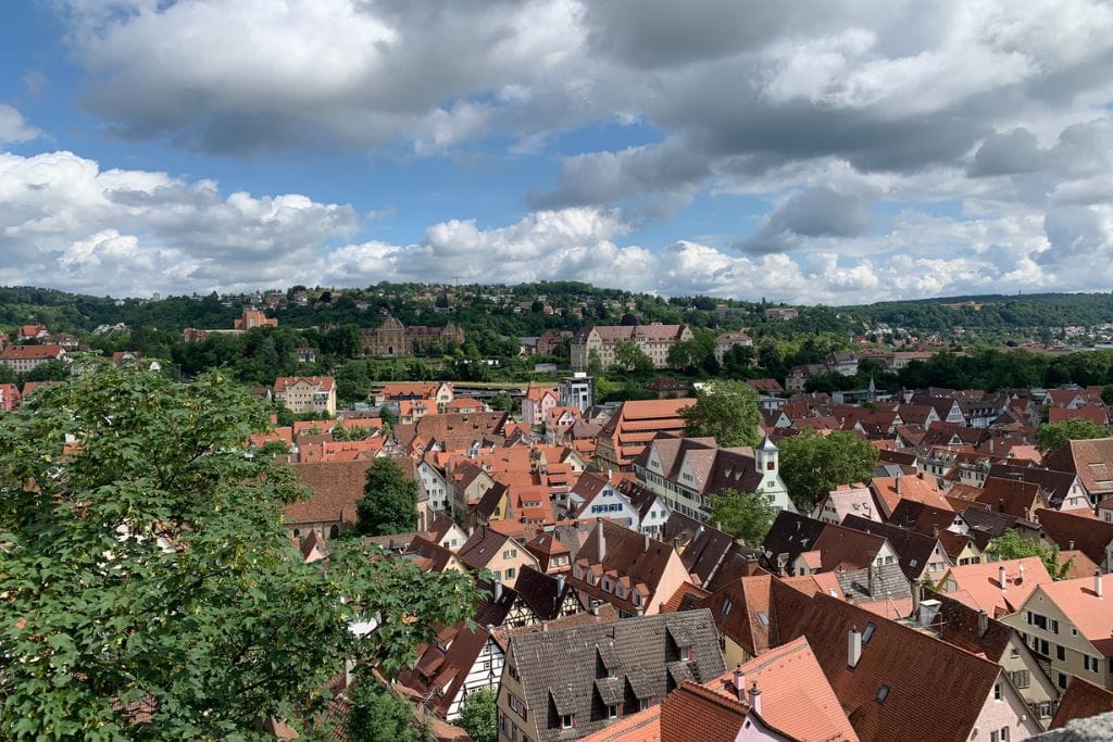 A picture of the striking red roofs of Old Town that can be seen from the top of Tubingen's Hohentübingen Castle. Walking up to the castle and exploring the grounds is another thing to do if you want panoramic views of the city.