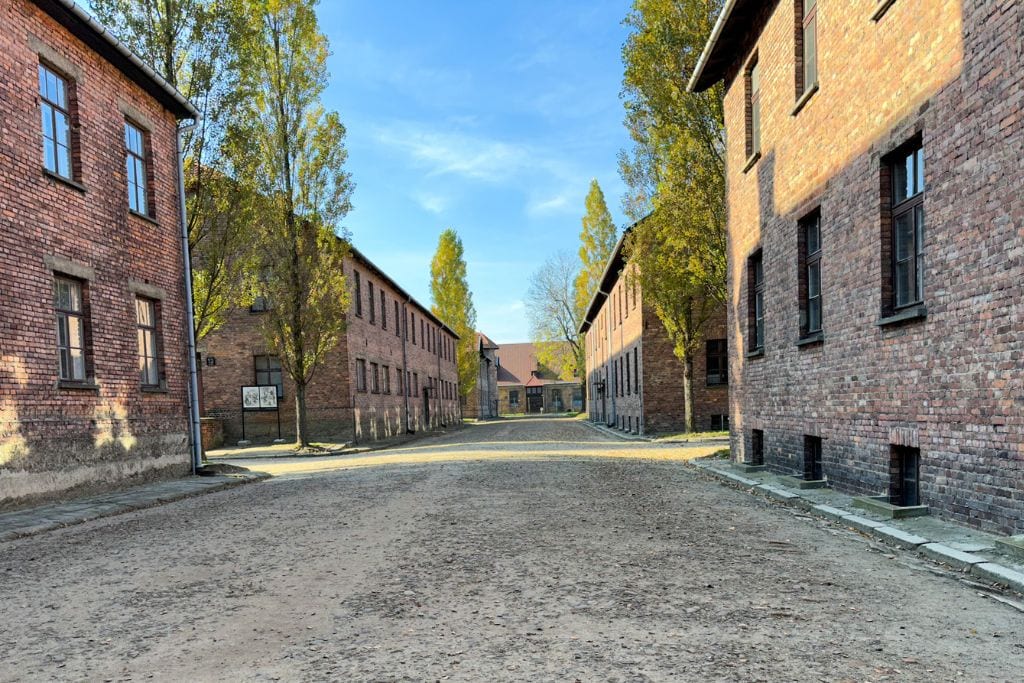 A picture of more blocks that make up Auschwitz I camp. 