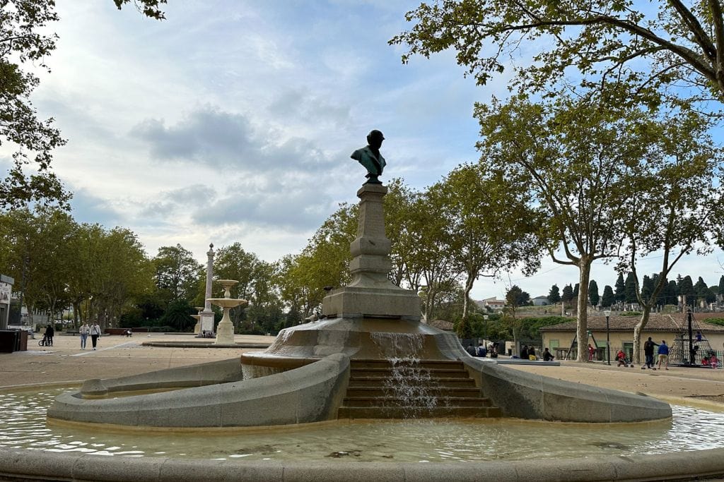 A picture of the fountains found in Square André Chénier. This is a great place to relax if you have spare time after your day trip to Carcassonne from Toulouse.