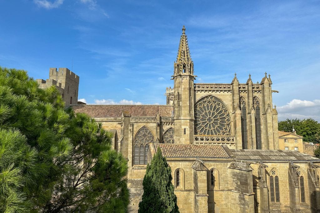 A picture of the gothic and romantic architecture on the Basilica Saint Nazaire. It's worth seeing the architecture and stained glass windows up close during your day trip to Carcassonne.