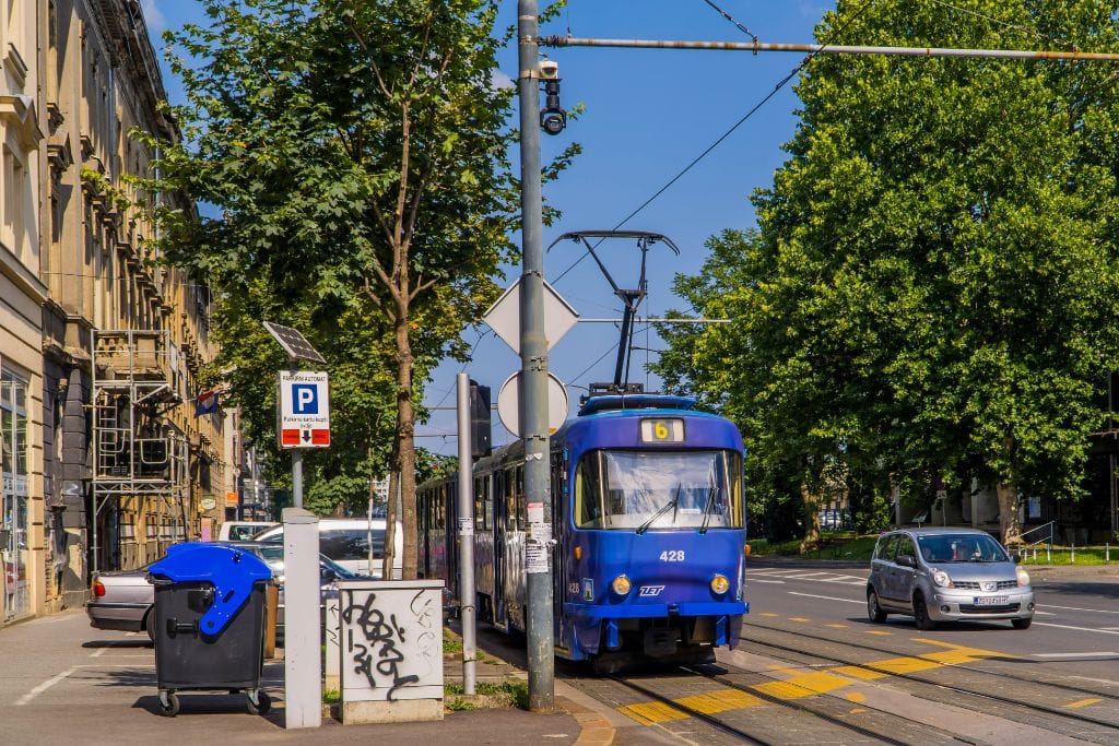 A picture of one of the trams in Zagreb