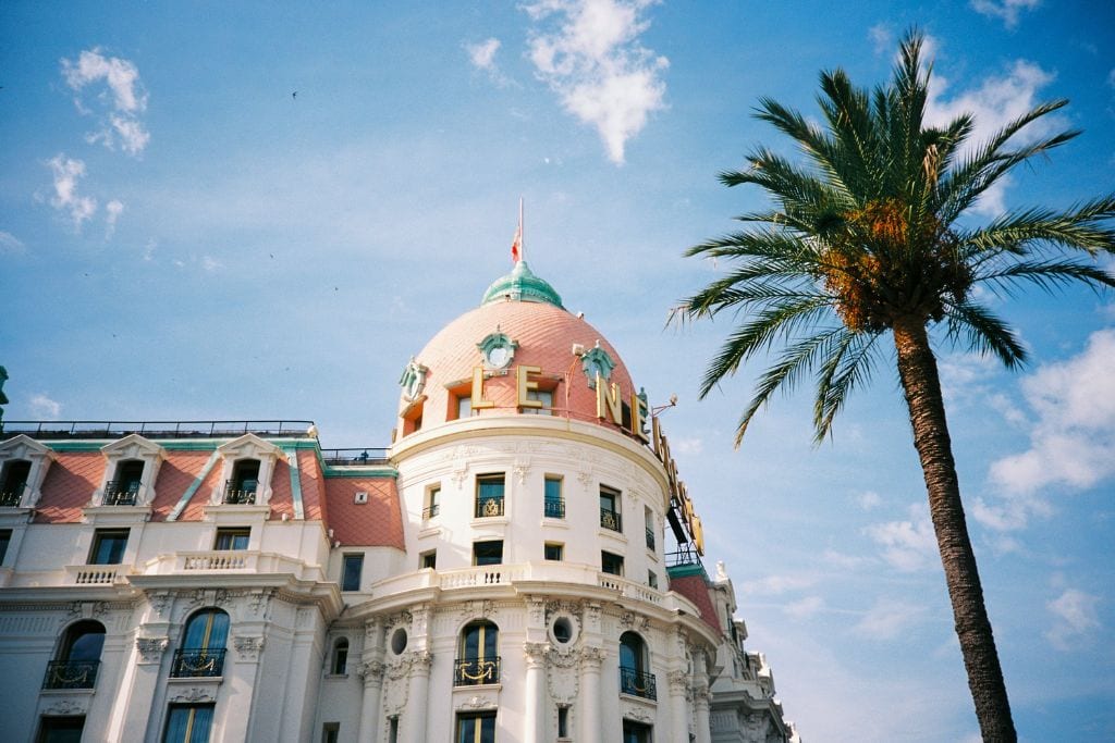 A picture of Negresco, which is a very famous hotel in Nice France.