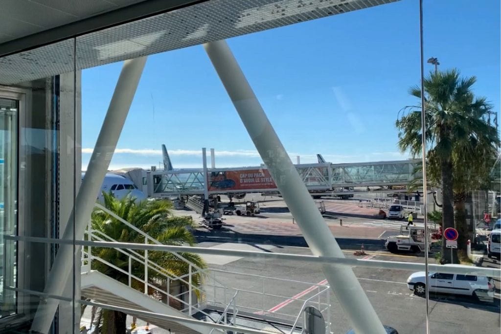 A picture of the Nice Côte d'Azur airport. To make the most of your One Day in Nice France, I recommend taking the tram to the city or opting for a private car service if you're traveling with many people.