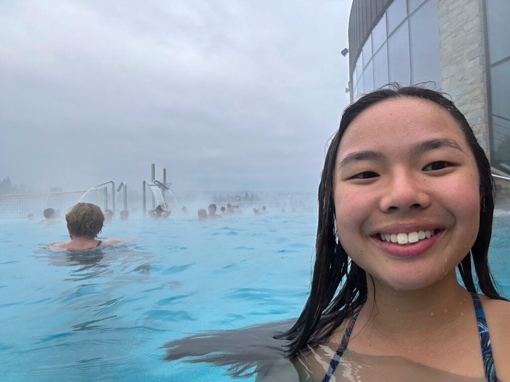 A picture of Kristin smiling in the Zakopane Thermal Baths