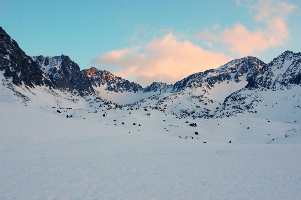 A picture of Andorra mountains covered in snow! If you love snow sports, then visiting Andorra is well-worth it!