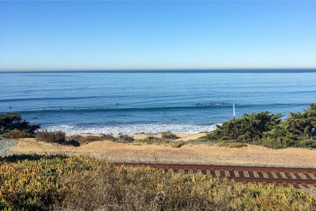 A picture of the coastal scenery that can be seen while going up the coast towards Del Mar.