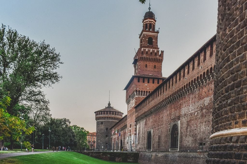A picture of Sforzesco Castle in Milan. This is one of the main attractions in Milan.