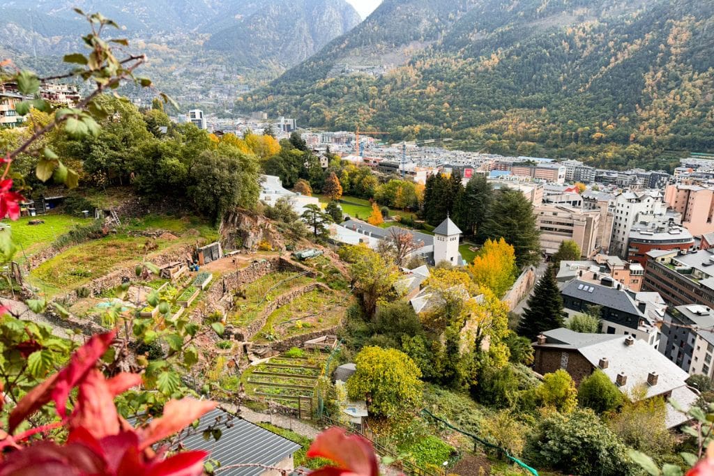 A picture of the terraced farming in Andorra. Andorra is worth visiting if you want to travel off the beaten path.