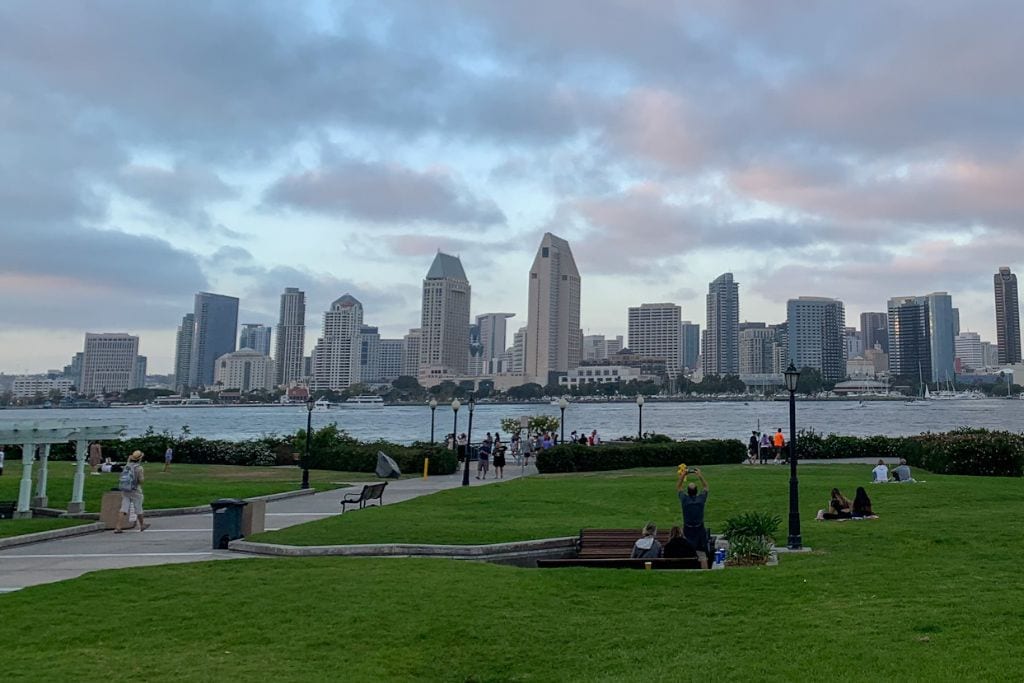 A picture of Centennial park that is across from downtown San Diego aka Coronado.