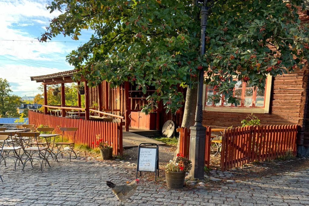 A picture of one of the restaurants at Skansen. Skansen is worth visiting if you're looking for an affordable family activity.