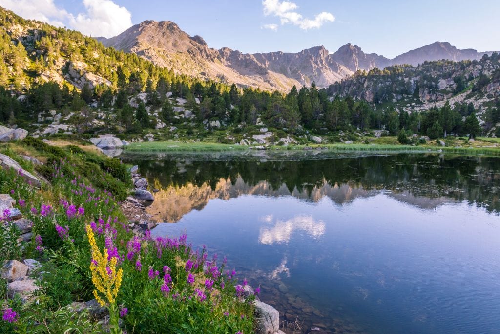 A picture of Estany Primer Lake in Andorra. It's very doable to complete a day trip from Barcelona to Andorra.