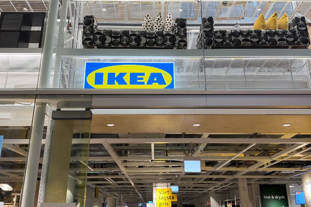 A picture of the entrance to the Ikea store in Stockholm.