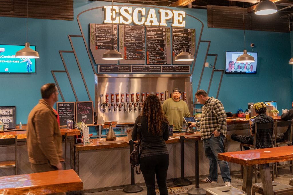 A picture of Escape Brewery in Redlands. This is one of the trendiest places to hangout in Redlands at night.