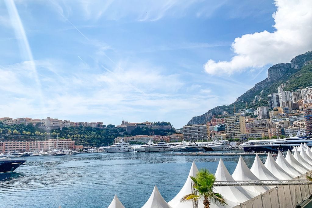 A picture of the Monaco Yacht Harbor. You get a lovely wealth check during your Monaco day trip when you realize the sheer size of these yachts!