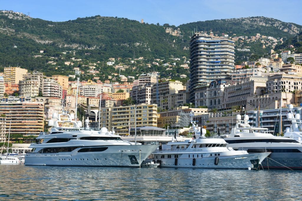 A picture of yachts in Port Hercules Harbor in Monaco.