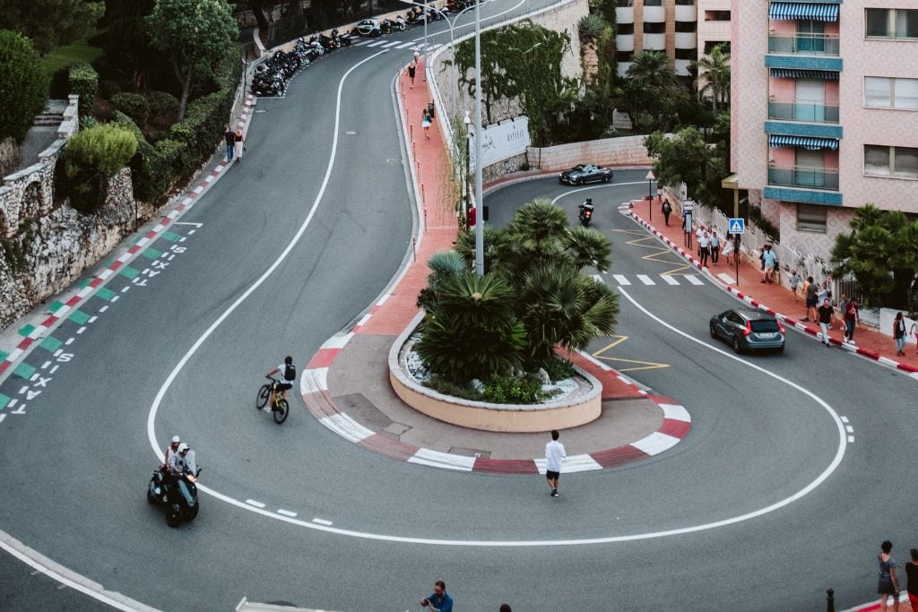 A picture of the Fairmont Hairpin Curve in Monaco. Monaco hosts a few world class events throughout the year where as Nice does not.