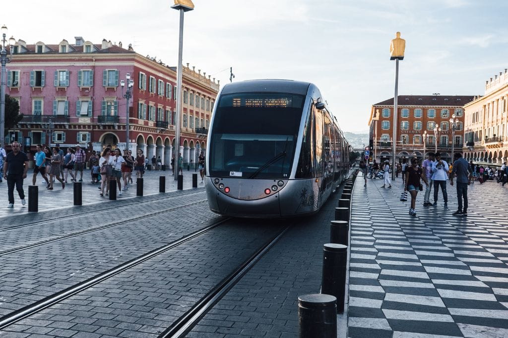 A picture of the tram in Nice.