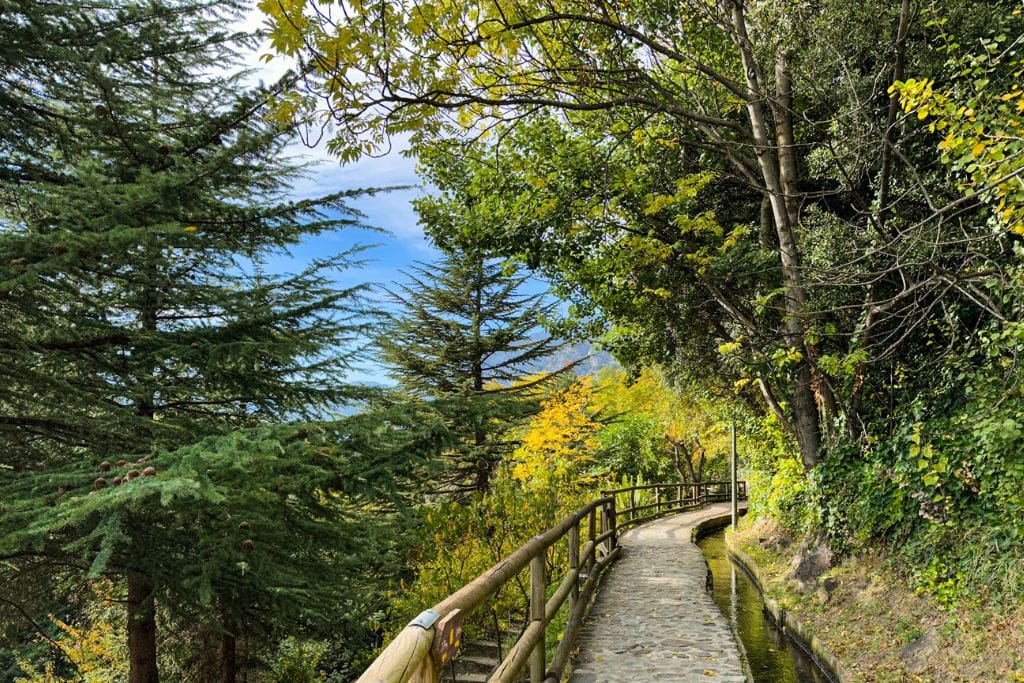 A picture of a hiking trail in Andorra. Because the pyrenees mountains are between france and spain, Andorra is a wonderful place to go hiking.