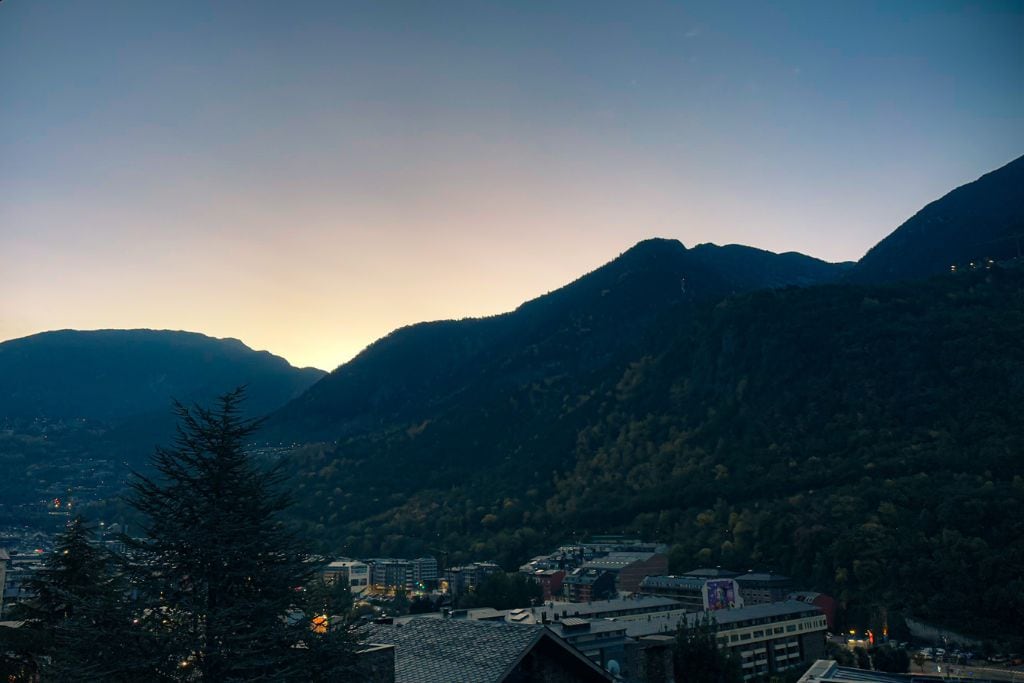 A picture of the sunset in Andorra, visible from my room at Barri Antic Hostel & Pub.