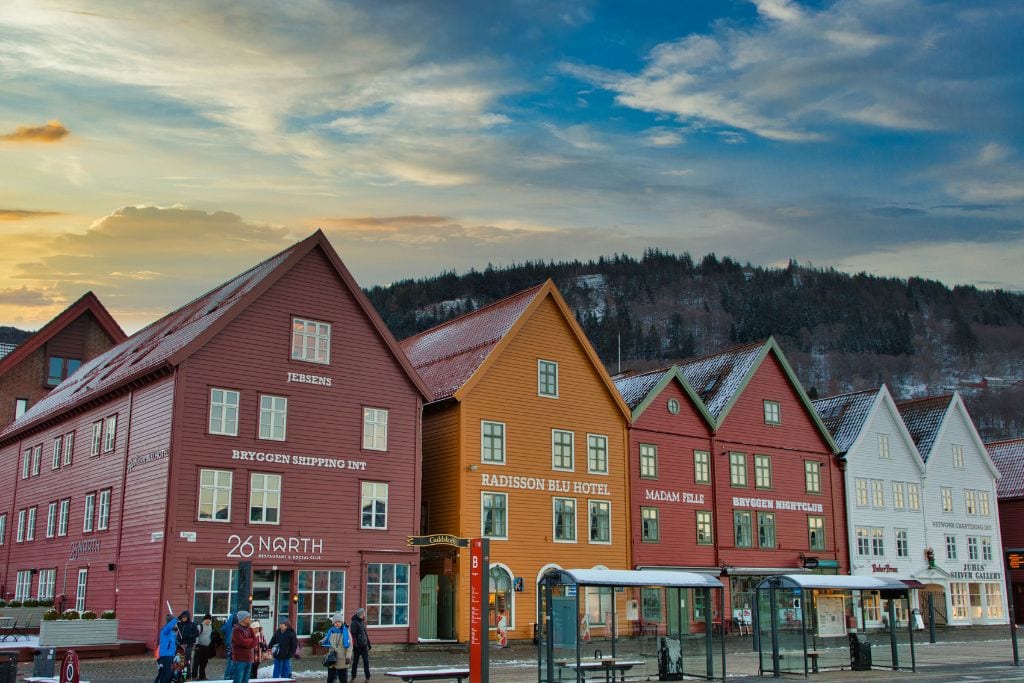 A picture of colorful buildings in Norway.