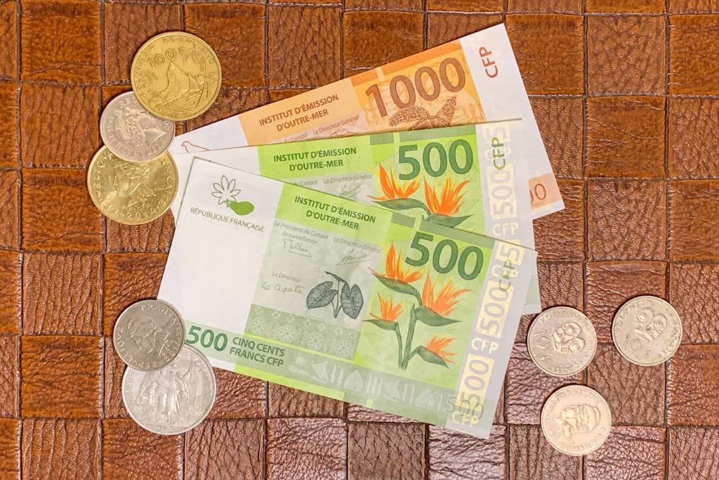 A picture of French Polynesian currency. Even though tipping is not required in French Polynesia, always bring emergency cash.
