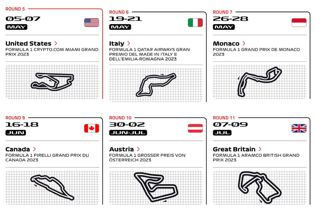 A picture of the Canadian Grand Prix f1 race schedule as seen on the official Formula 1 website.