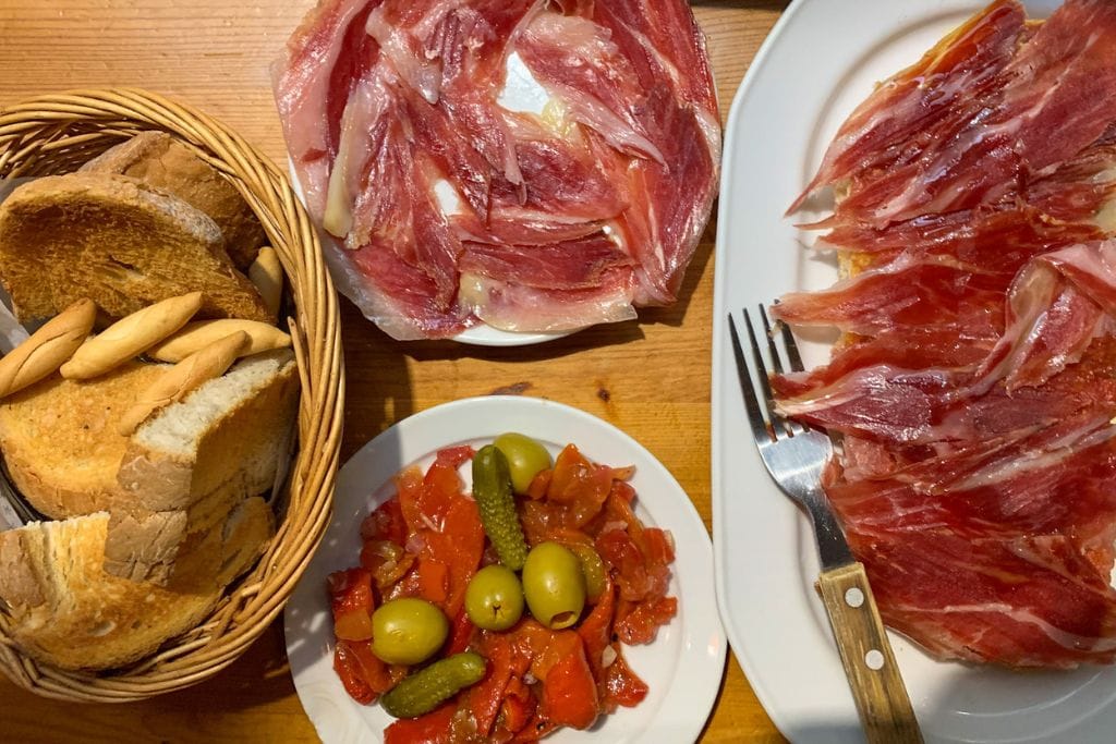 A picture of tapas, which you'll learn on your food tour are different from the Basque pintxos that you'll find in Bilbao.