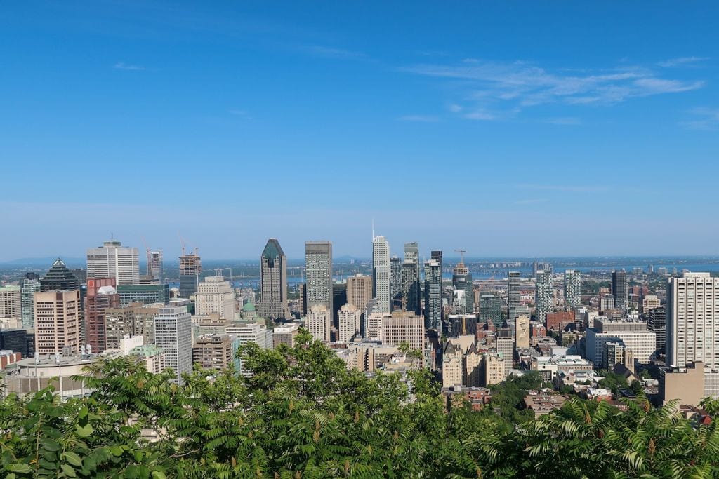 The view from the top of Mont Royal. Stop by here for the best view of Montreal while you're in town for the Canadian Grand Prix F1.