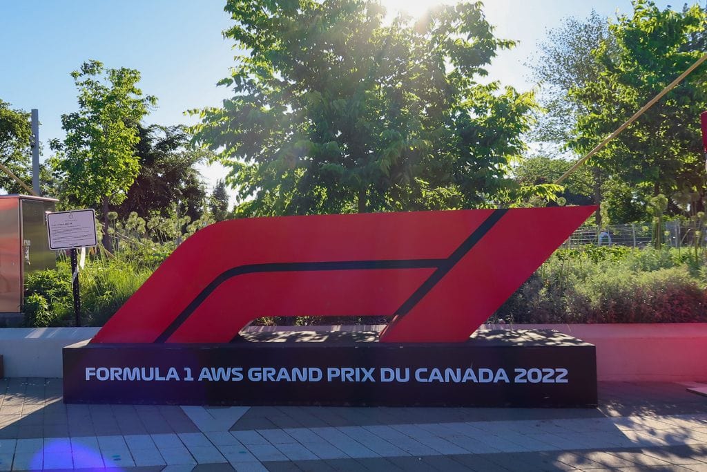 A picture of the F1 sign at the Canadian grand prix