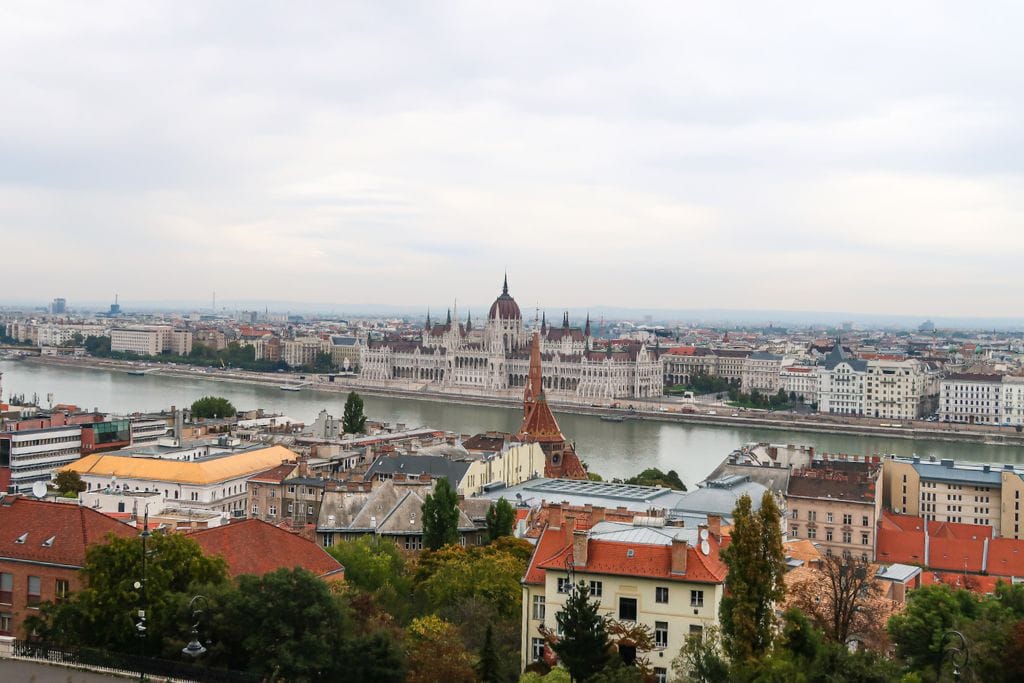 A picture of Budapest with the Parliament building in the background.