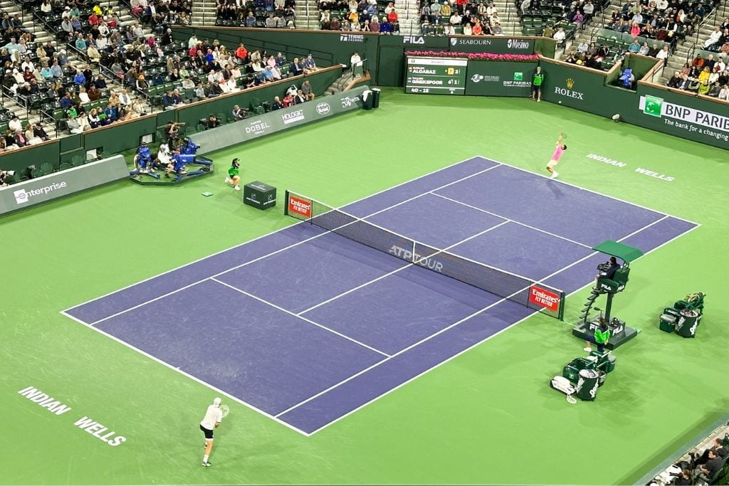 A picture of Carlos Alcaraz playing at Indian Wells 2023!