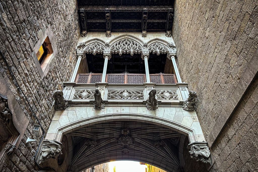 A picture of Pont del Bisbe, the most famous bridge in Barcelona. Many of the Barcelona Tapas tours explore the Gothic Quarter and will allow you to passby many of the area's famous landmarks.