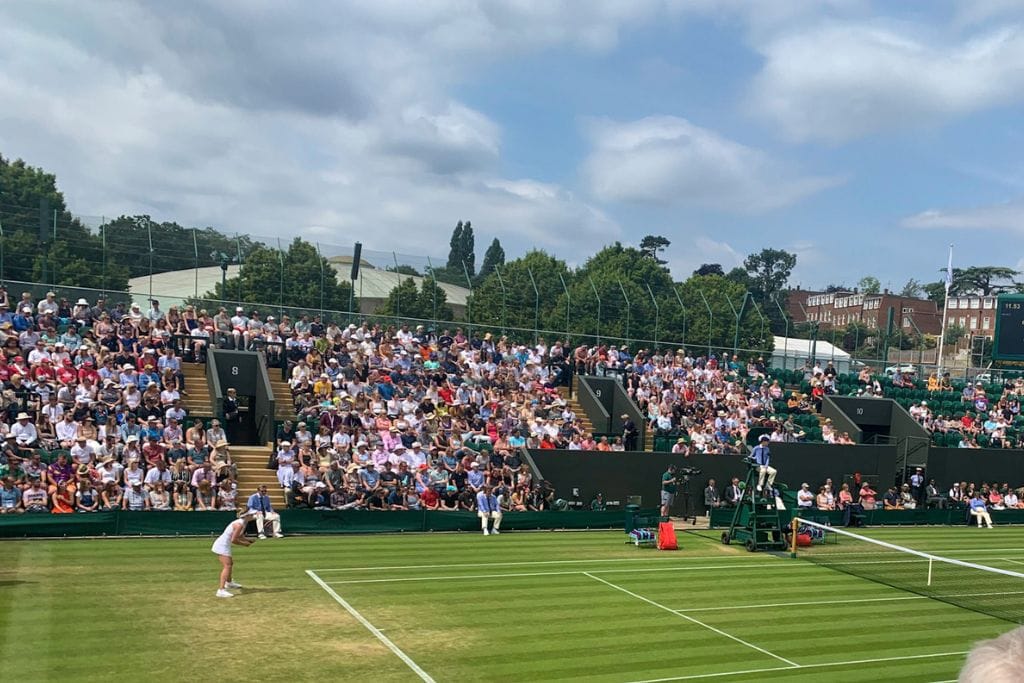 A picture of Elina Svitolina in the middle of a tennis match on Court 3 at Wimbledon.