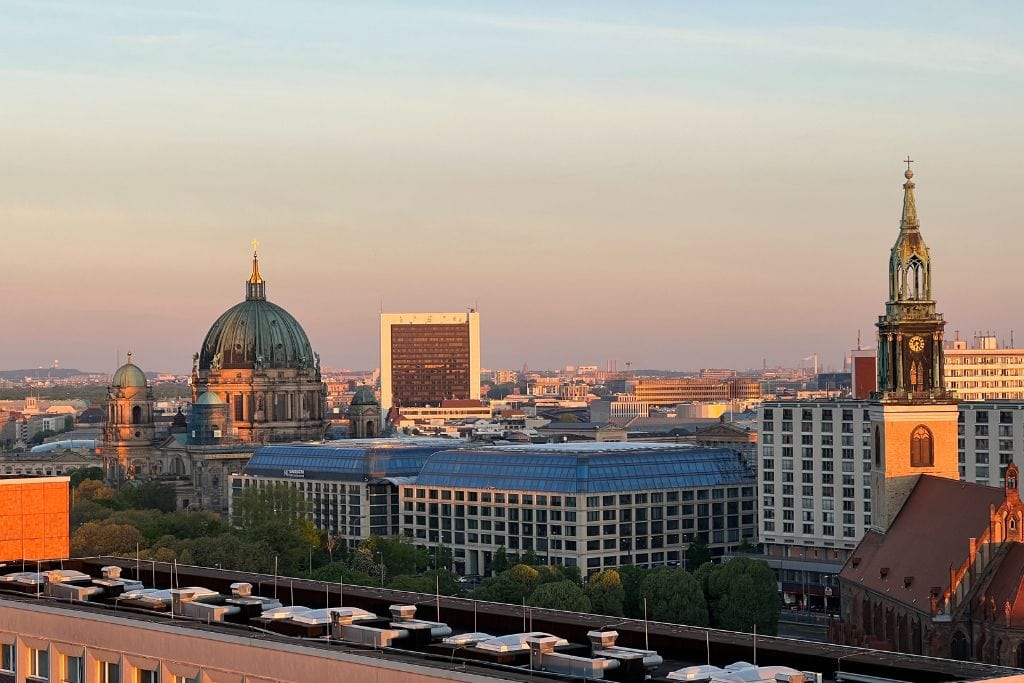 A picture of Berlin at sunset. Omio was originally founded in Berlin as a small startup company.